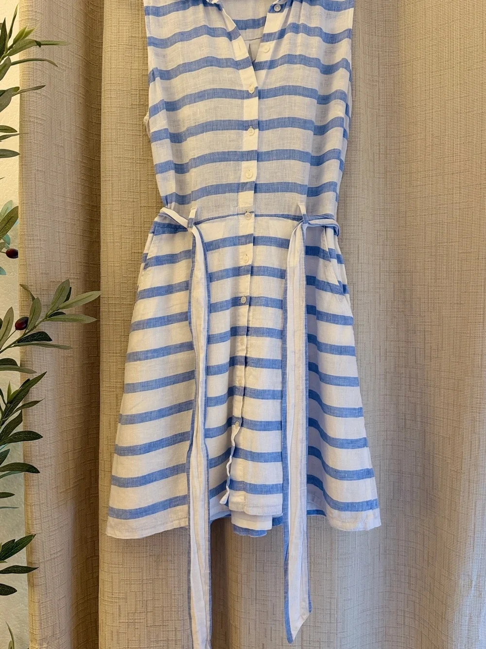 Tommy Hilfiger Women’s Sleeveless Blue & White Striped Summer Dress - Picture 2 of 15